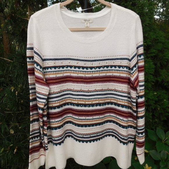 Style & Co Plus Soft & Stretchy Lightweight Fair Isle Sweater NWT - Picture 1 of 4
